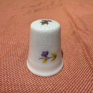 Limoges France White Ceramic Porcelain Floral Sewing Thimble Vintage